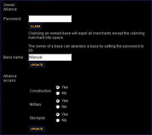 Base ownership screen