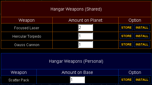 Hangar Weapons shared/private